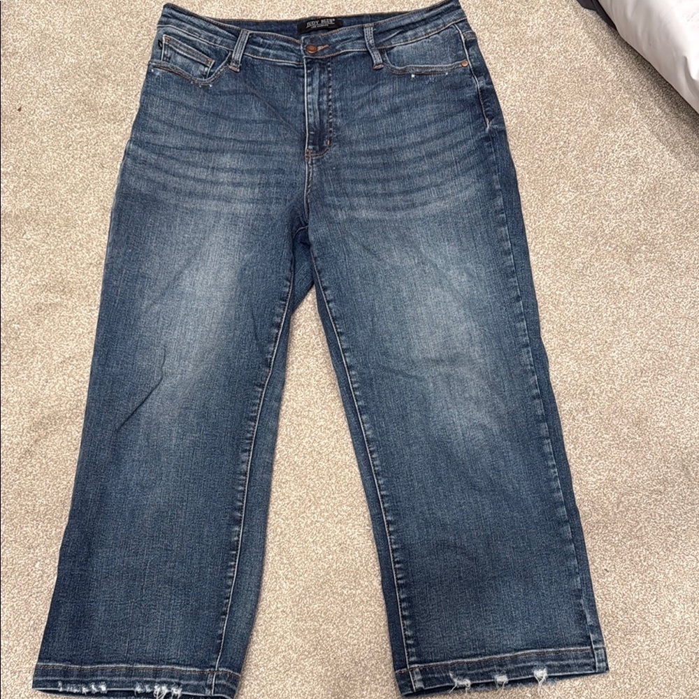 Judy Blue Look At Me Now High Rise Vintage Wash Crop Wide Leg Jeans